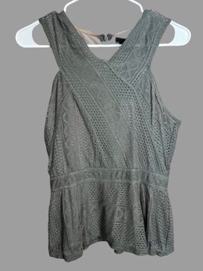 BCBG MaxAzria - Olive Lace Peplum Tank Top -NWT